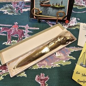 Fabulous Vtg 1940s Solid Brass Horse Head Dude Ranch Letter Opener-Souvenir NIB